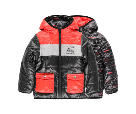 Reversible technical fabric parka for boy
