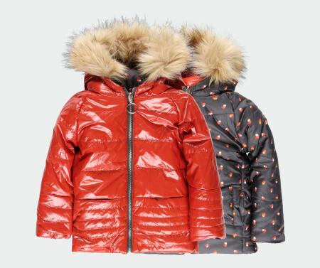 Reversible technical fabric parka for girl
